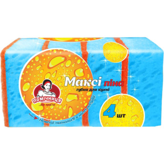 Губка для кухні Помічниця Максі піна, 4 шт.