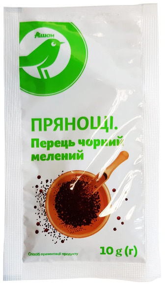 Перець чорний мелений Auchan, 10 г