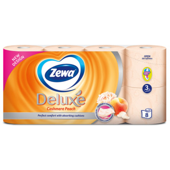 Туалетний папір Zewa Deluxe Cashmere Peach, 3 шари, 8 рулонів