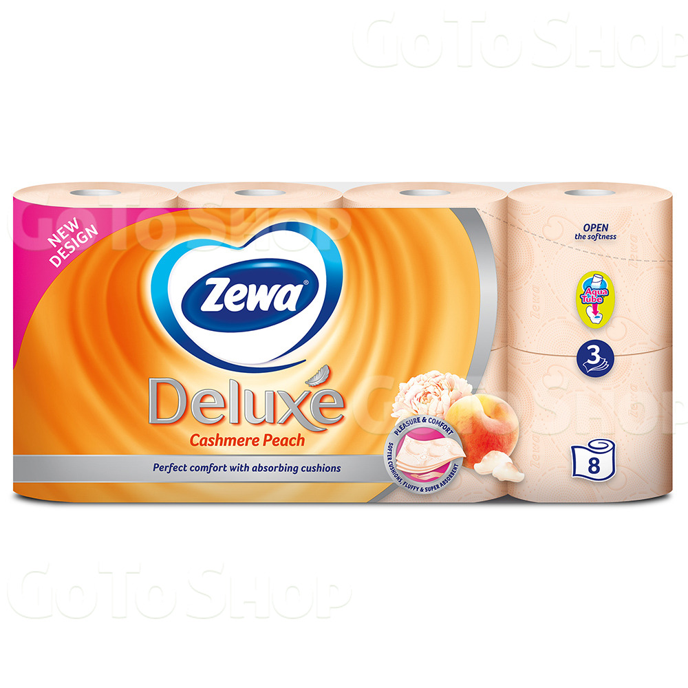 Туалетний папір Zewa Deluxe Cashmere Peach, 3 шари, 8 рулонів