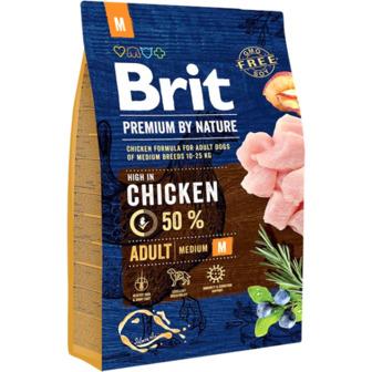 Сухий корм для собак середніх порід 3 кг. Brit Premium Adult M зі смаком курки