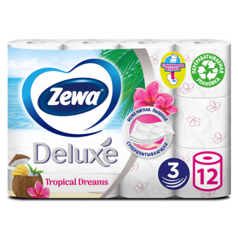 Туалетний папір Zewa Deluxe Tropical Dreams, 3 шари, 12 рулонів