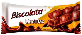 Вафлі Biscolata Duomax з горіховим кремом у молочному шоколаді, 44 г