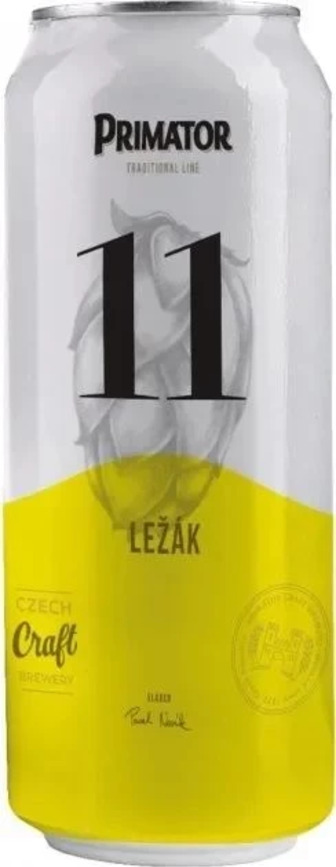 Пиво Primator Lezak 11 світле, 4.7%, з/б, 0.5 л