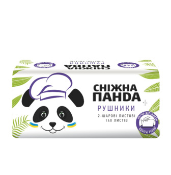 Паперові рушники Снігова Панда листові 2 шари, 140 аркушів