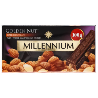 Шоколад чорний Millennium Golden Nut з мигдалем, 100 г