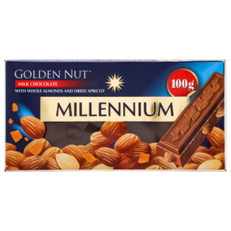 Шоколад молочний Millennium Golden Nut з мигдалем і курагою, 100 г
