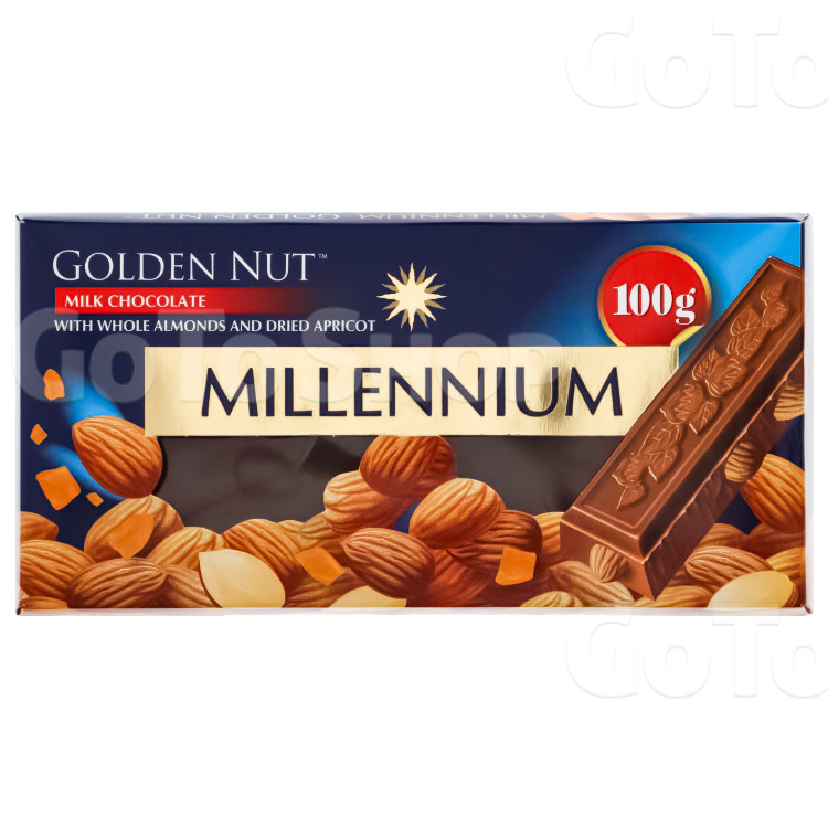 Шоколад молочний Millennium Golden Nut з мигдалем і курагою, 100 г