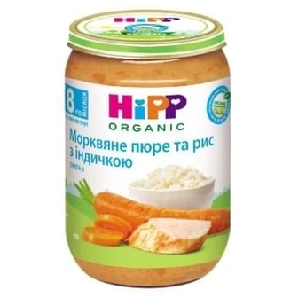 Пюре HiPP Морквяне з рисом та індичкою, 220 г