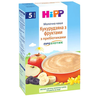 Молочна каша HiPP Кукурудзяна з фруктами з пребіотиками, 250 г