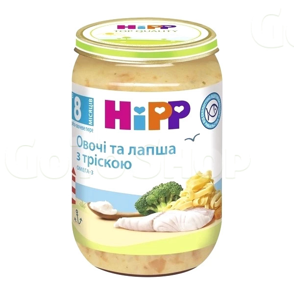 Локшина з морською рибою та овочами Hipp 6550, 220 г, 8m +