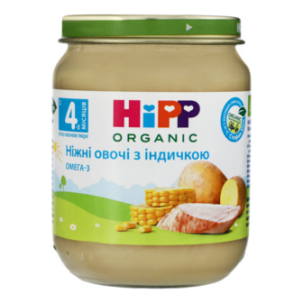 Пюре HiPP Ніжні овочі з індичкою, Від 4 місяців, 125 г