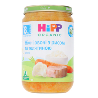 Пюре HiPP Organic Овочі рисом та телятиною, для дітей з 8 місяців, 220 г