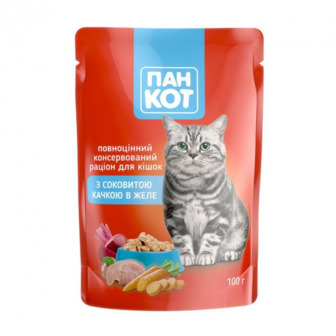 Корм вологий 100 г. Пан Кот із соковитою качкою у желе