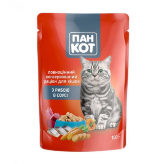 Корм вологий 100 г. Пан Кот з рибою у соусі