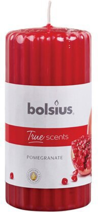 Свічка Bolsius стовпчик ребриста 120/58 з ароматом Гранат, 5.8х12 см