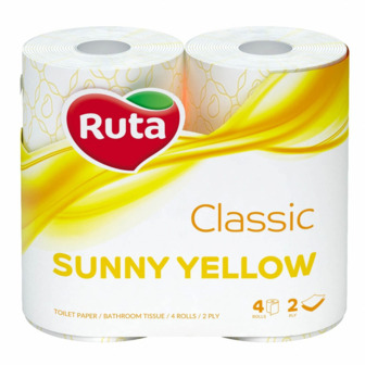 Туалетний папір Ruta Classic, 2 шари, жовтий, 4 рулони