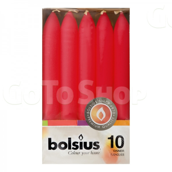 Свічка Bolsius 702241.1 столова, червона 17х2 см, 1 шт