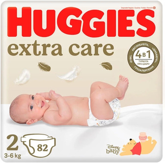 Підгузки Huggies Extra Care 2, 3-6 кг, 82 шт.