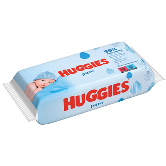 Серветки вологі Huggies Pure дитячі, 56 шт.