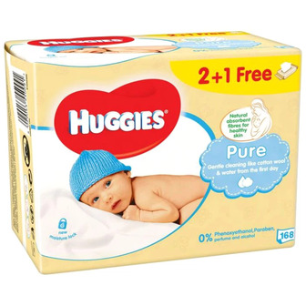 Серветки вологі Huggies Pure дитячі, 168 шт.