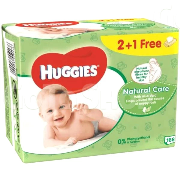 Серветки вологі Huggies Natural care дитячі, 168 шт.