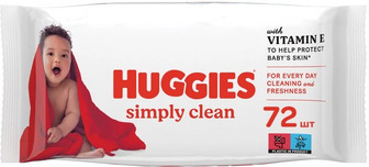 Серветки вологі Huggies Simply Clean, 72 шт.