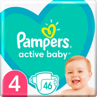 Підгузки Pampers Active Baby Розмір 4 (9-14 кг), 46 шт.