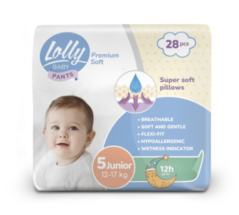 Підгузки-трусики дитячі Lolly Premium Soft Junior 5, 12-17 кг, 28 шт.