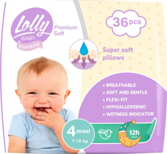 Подгузники детские Lolly Premium Soft Maxi 4 7-18 кг 36 шт
