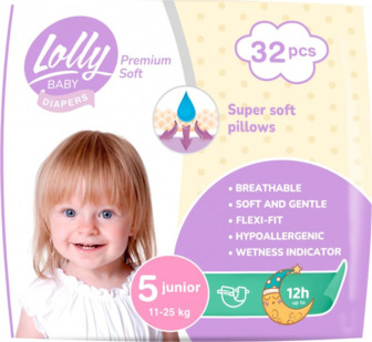 Подгузники детские Lolly Premium Soft Junior 5 11-25 кг 32 шт