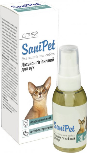 Лосьон для ухода за ушами ProVET SaniPet для кошек и собак, спрей, 30 мл