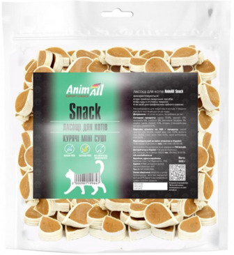 Ласощі добавка для котів 500 г. AnimAll Snack курячі сендвічі