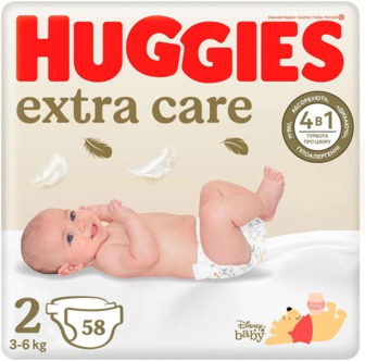 Підгузки Huggies Extra Care Jumbo 2 (3-6 кг) 58 шт.
