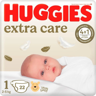 Підгузки Huggies Extra Care Розмір 1 (2-5 кг) 22 шт.