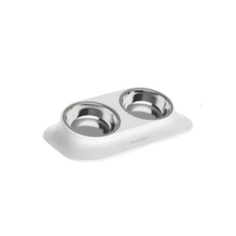 Миска подвійна AnimAll для собак і кішок на підставці метал/пластик 420 мл біла 171754