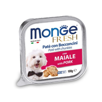 Вологий корм Monge Dog Fresh Maiale для вимогливих дорослих собак зі смаком свинини 100 г (8009470013093)