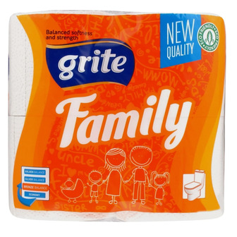Туалетний папір Grite Family, 150 відривів, 3 шари, 4 рулони