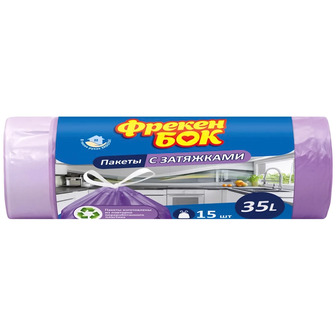Пакети для сміття з ручками Фрекен Бок, 35 л, 15 шт.
