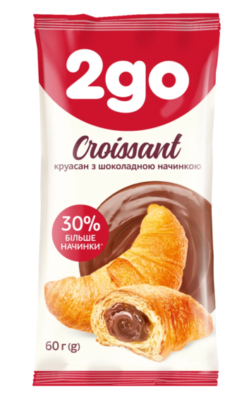 Круасан з шоколадною начинкою 2go м/у, 60 г