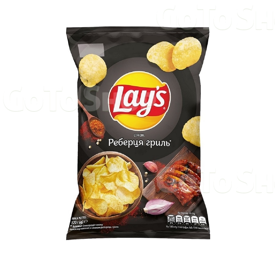 Чипси 120 г Lay&#039;s картопляні зі смаком реберець гриль м/уп 