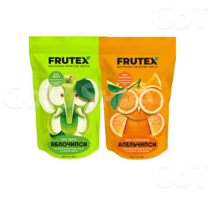 Фруктові чипси 40 г Frutex Апельчипси з сушених апельсинів, Яблочипси з сушених яблук 