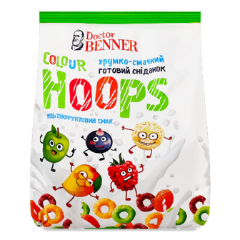 Сніданок Doctor Benner Colour Hoops мультифруктовий смак 400г (400г)