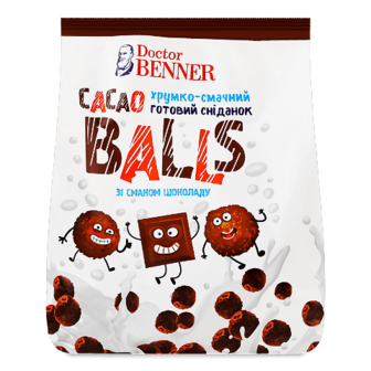 Сніданок Doctor Benner Cacao Balls зі смаком шоколаду 400г