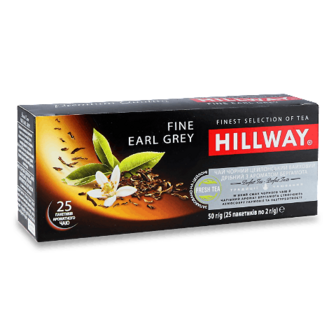 Чай чорний Hillway Fine Earl Grey з ярличком 25*2г/уп