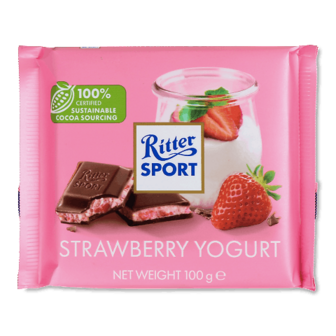 Шоколад молочний Ritter Sport йогуртово-полунична начинка 100г