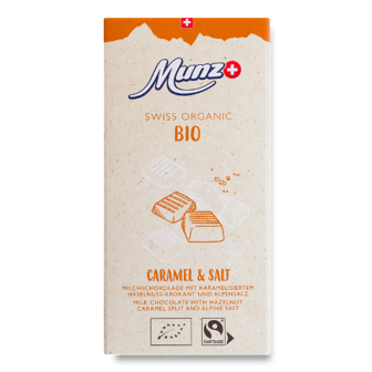 Шоколад молочний Munz з карамеллю і сіллю органічний 100г