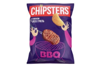 Чіпси картопляні хвилясті Chipster's М'ясо гриль BBQ, 120 г
