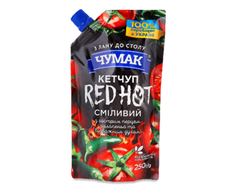 Кетчуп «Чумак» Red Hot з гострим перцем халапеньйо д/п, 250г