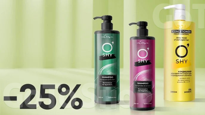 -25% на професійні засоби для волосся бренда O`Shy